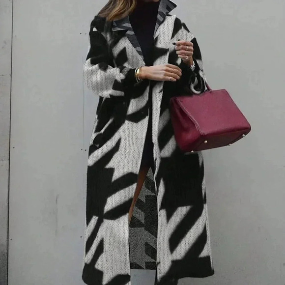 Black Casual Women's Contrast Color Long Sleeve Printed Knit Cardigan - Picture 1 of 5